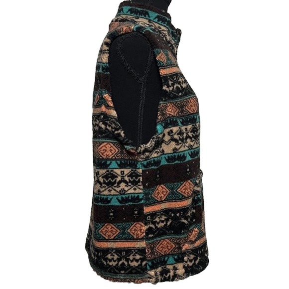 SHEIN Women's Geo Pattern Zip Up Fleece Vest Jacket Multicolor Size XL - Picture 6 of 8